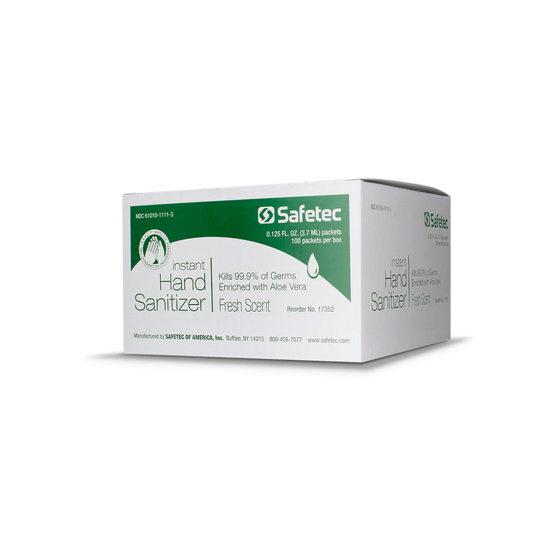 Safetec Hand Sanitizer Pouches in Fresh Scent 0.057oz. pouch (100 ct. box)