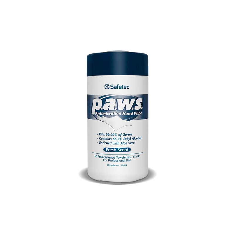 Safetec p.a.w.s. Hand Sanitizing Wipes, 50 ct. Canister