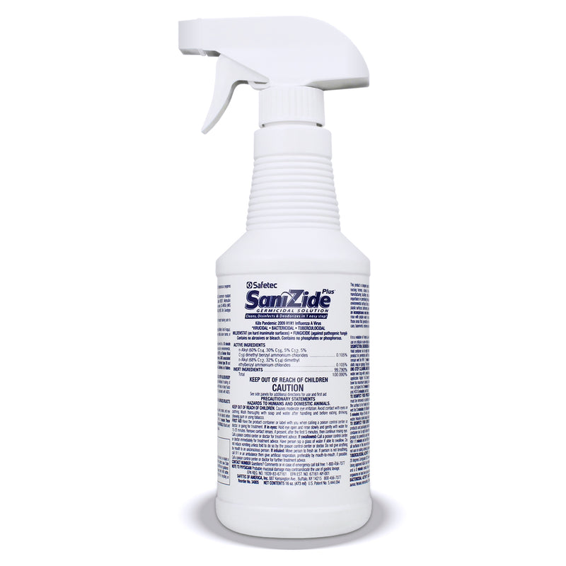 Safetec Sanizide Plus Surface Disinfectant, 16 oz. Spray Bottle - 12 bottles/case