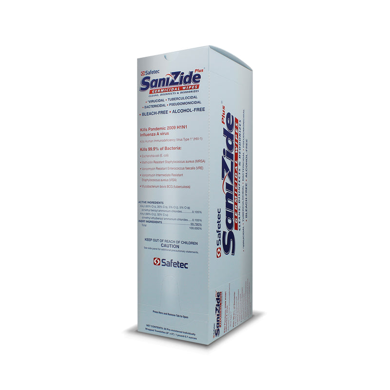 Safetec SaniZide Plus Wipes, 50 ct. Box - 6 Boxes/Case