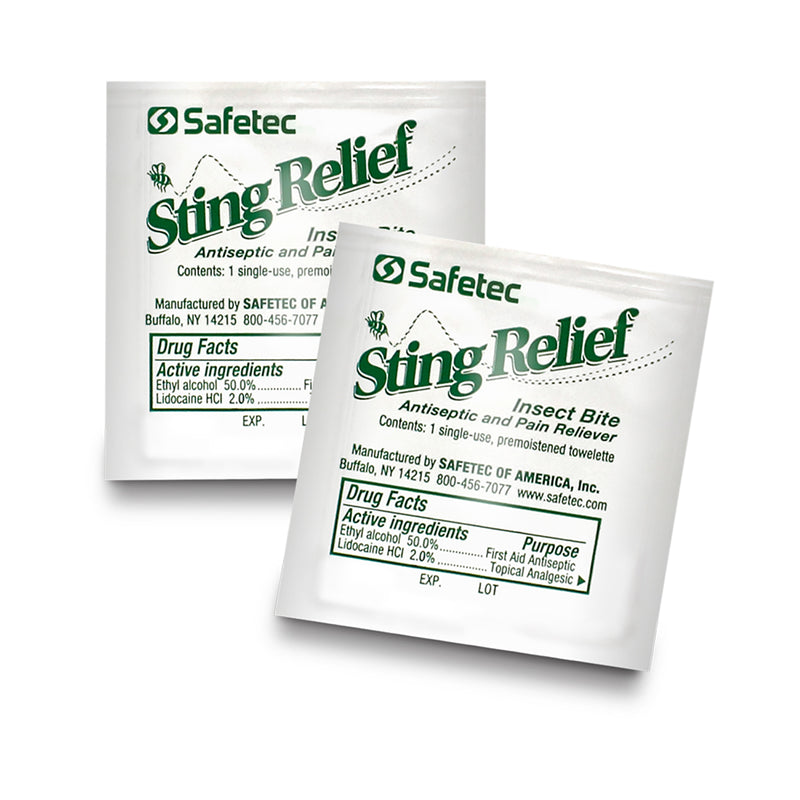 Safetec Sting & Insect Bite Relief Wipes (Bulk 3000 wipes/case)