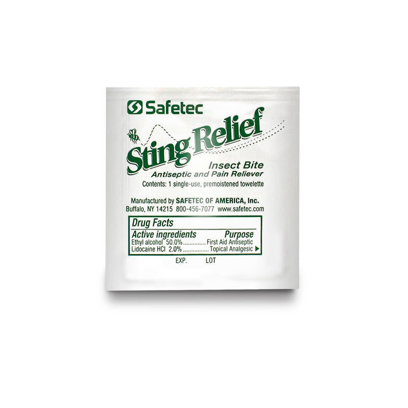 Safetec Sting & Insect Bite Relief Wipes (Bulk 3000 wipes/case)