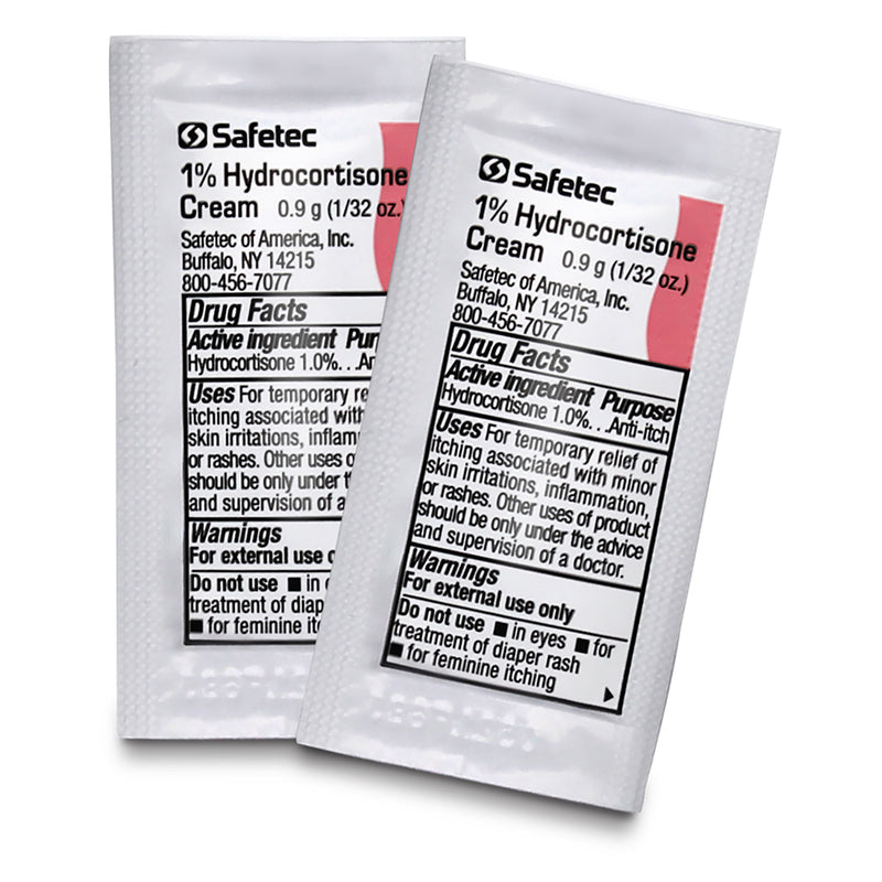 Safetec Hydrocortisone 1% Cream .9 g. pouch (bulk 2000 count package)
