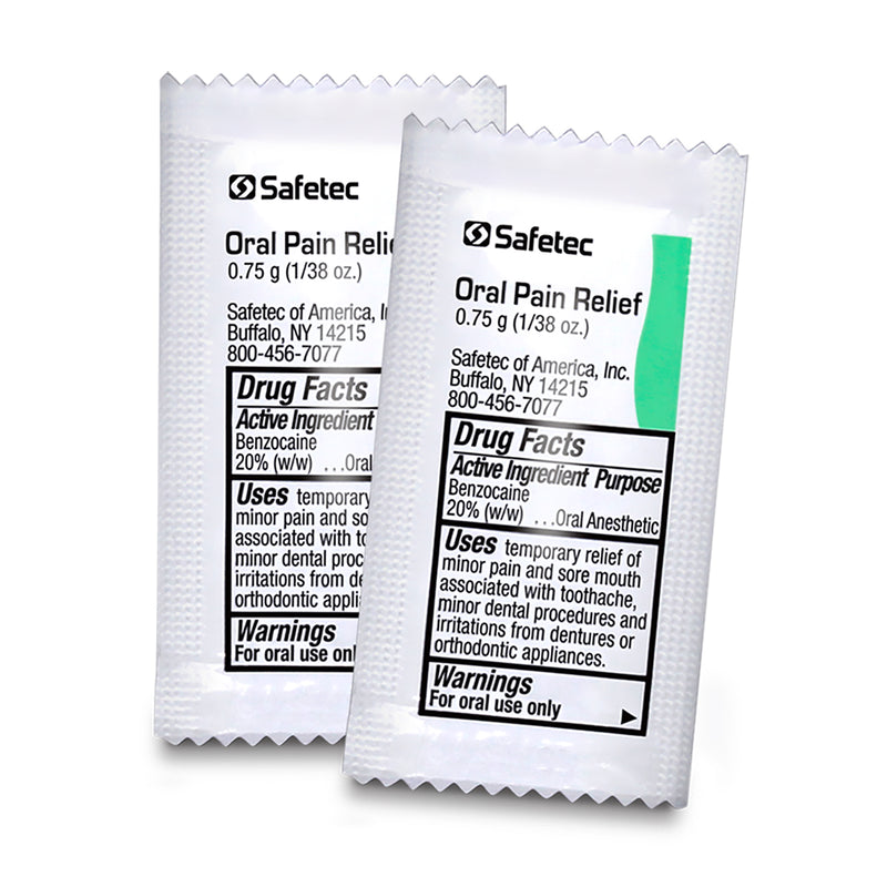Safetec Oral Pain Relief Gel .75g Pouch in a 144 ct. Box- 12 / case