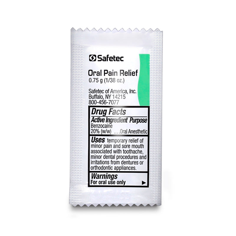 Safetec Oral Pain Relief Gel .75g Pouch in a 144 ct. Box- 12 / case