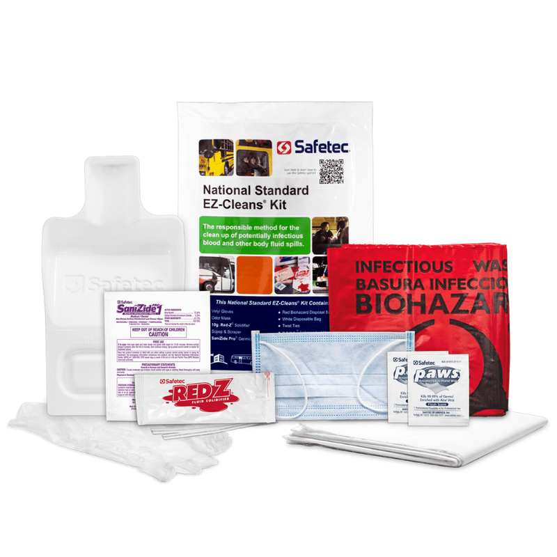 Safetec National Standard EZ-Cleans® Kit (Poly Bag) (24 kits/case) - Nickel City Innovations, Inc.