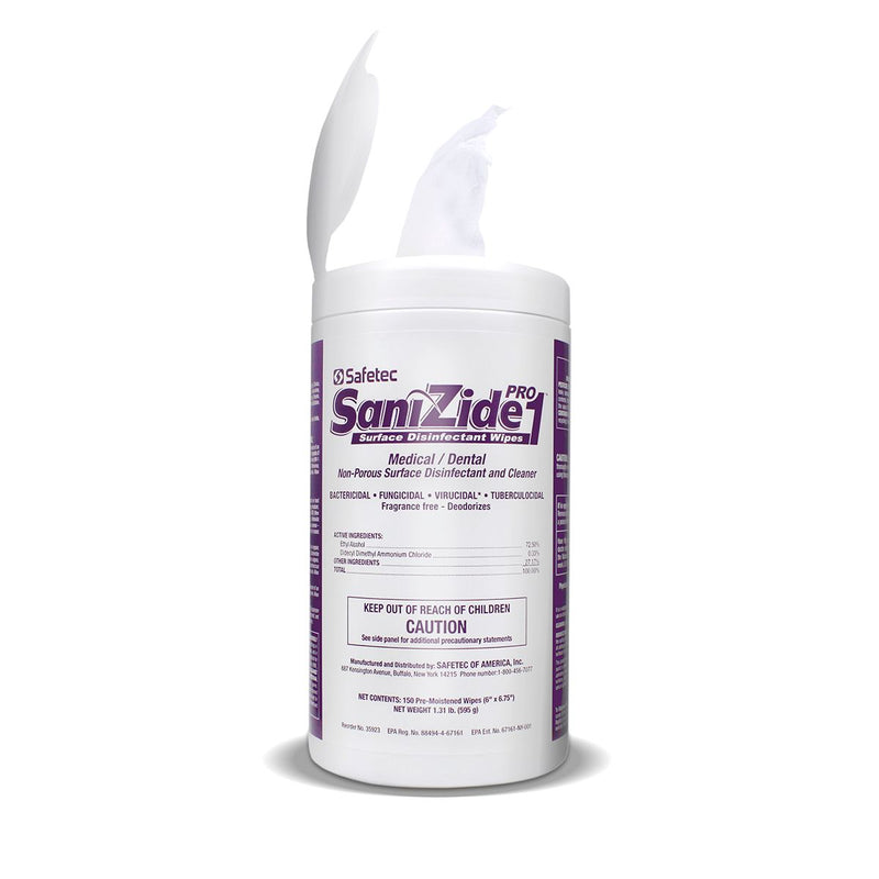 SaniZide Pro 1® Surface Disinfectant Wipes 150 ct. Canister - Case of 12