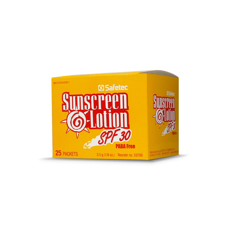 Safetec Sunscreen 3.5 g (.123 oz.) Pouch 25ct. Boxes SPF 30